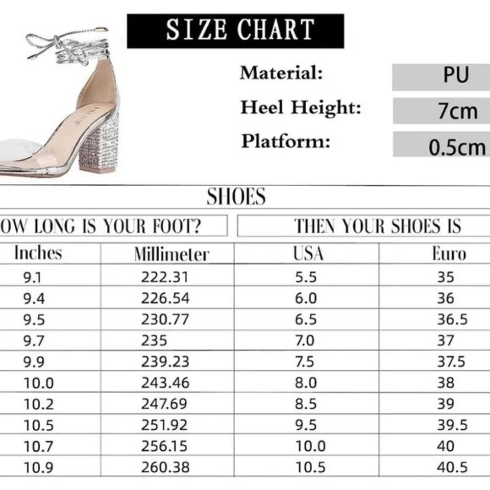 Lala Ikai Rhinestone Heel Clear Strap Tie Up Heels Size 37.5 OR U.S. 7.5